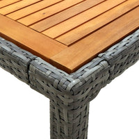Thumbnail for Gartentisch 90x90x75 cm Poly Rattan und Akazienholz Grau