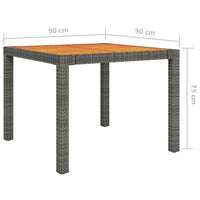 Thumbnail for Gartentisch 90x90x75 cm Poly Rattan und Akazienholz Grau