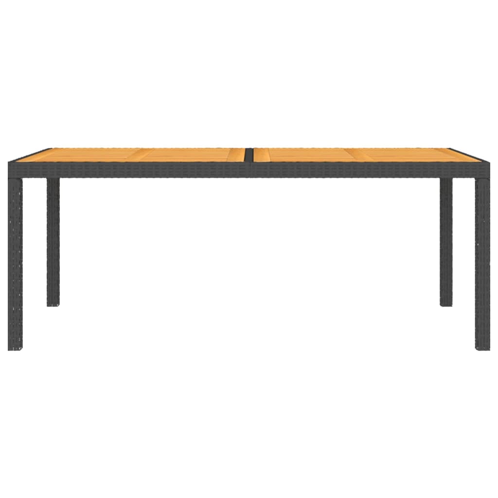 Gartentisch 150x90x75 cm Poly Rattan und Akazienholz Schwarz