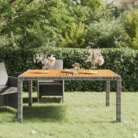 Thumbnail for Gartentisch 150x90x75 cm Poly Rattan und Akazienholz Grau