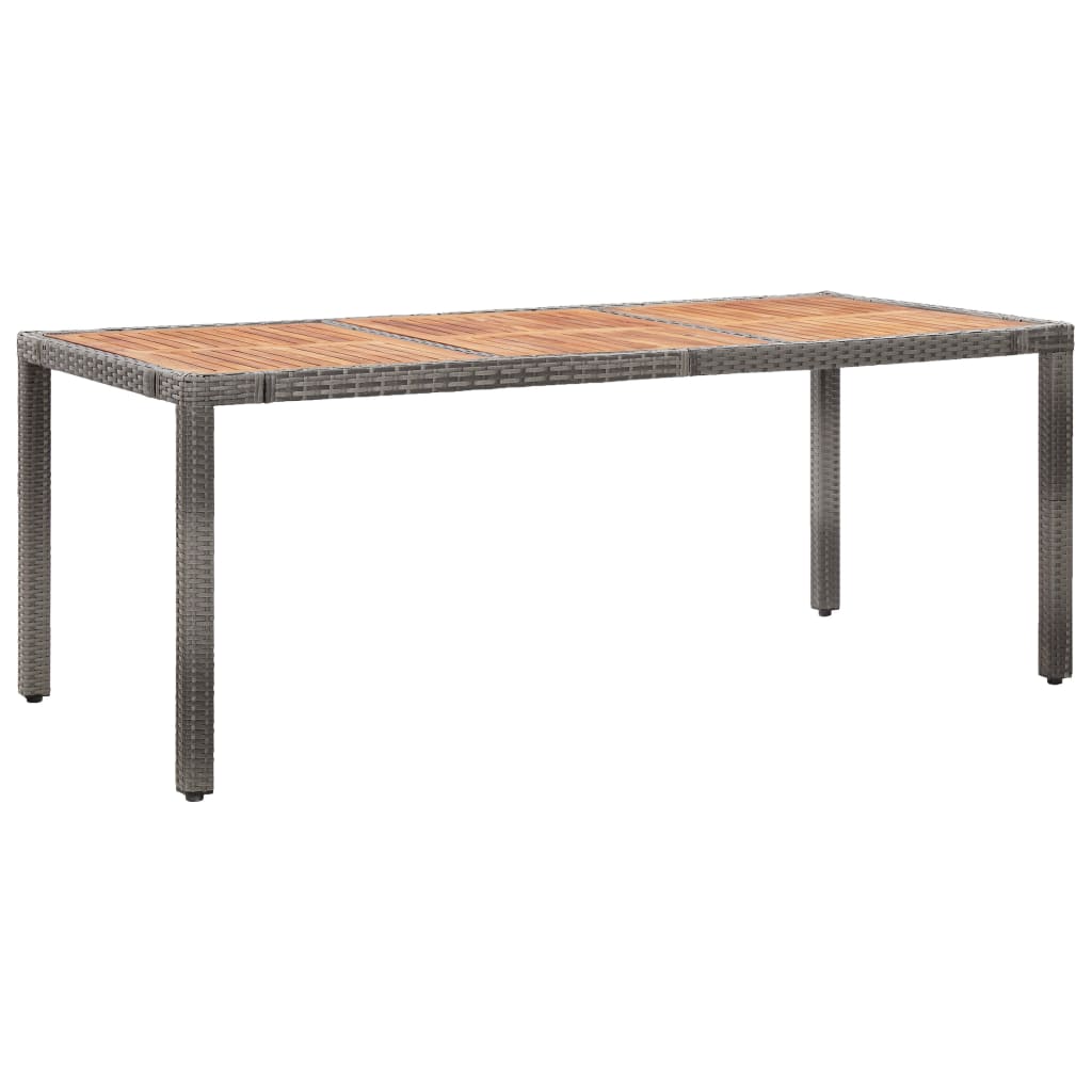Gartentisch 190x90x75 cm Poly Rattan und Akazienholz Grau