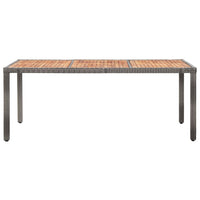 Thumbnail for Gartentisch 190x90x75 cm Poly Rattan und Akazienholz Grau