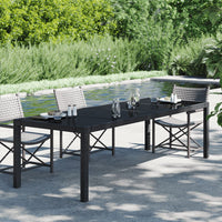Thumbnail for Gartentisch Schwarz 250x100x75 cm Gehärtetes Glas Poly Rattan