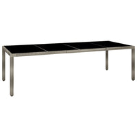 Thumbnail for Gartentisch Grau 250x100x75 cm Hartglas und Poly Rattan