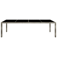 Thumbnail for Gartentisch Grau 250x100x75 cm Hartglas und Poly Rattan