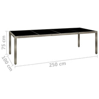 Thumbnail for Gartentisch Grau 250x100x75 cm Hartglas und Poly Rattan