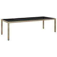 Thumbnail for Gartentisch Beige 250x100x75 cm Hartglas und Poly Rattan