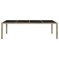 Thumbnail for Gartentisch Beige 250x100x75 cm Hartglas und Poly Rattan