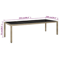 Thumbnail for Gartentisch Beige 250x100x75 cm Hartglas und Poly Rattan