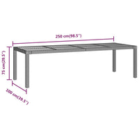 Thumbnail for Gartentisch Schwarz 250x100x75 cm Poly Rattan