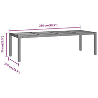 Thumbnail for Gartentisch Grau 250x100x75 cm Poly Rattan
