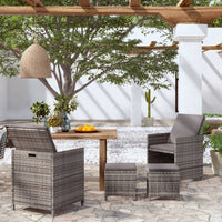 Thumbnail for 4-tlg. Gartenstuhl und Hocker Set Poly Rattan Grau