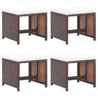 Thumbnail for Gartenhocker 4 Stk. mit Kissen Poly Rattan Braun