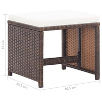 Thumbnail for Gartenhocker 4 Stk. mit Kissen Poly Rattan Braun