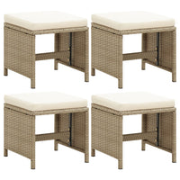 Thumbnail for Gartenhocker 4 Stk. mit Sitzkissen Poly Rattan Beige