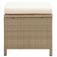 Thumbnail for Gartenhocker 4 Stk. mit Sitzkissen Poly Rattan Beige