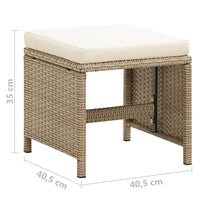 Thumbnail for Gartenhocker 4 Stk. mit Sitzkissen Poly Rattan Beige