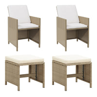 Thumbnail for Gartenstühle mit Hocker 2 Stk. Poly Rattan Beige