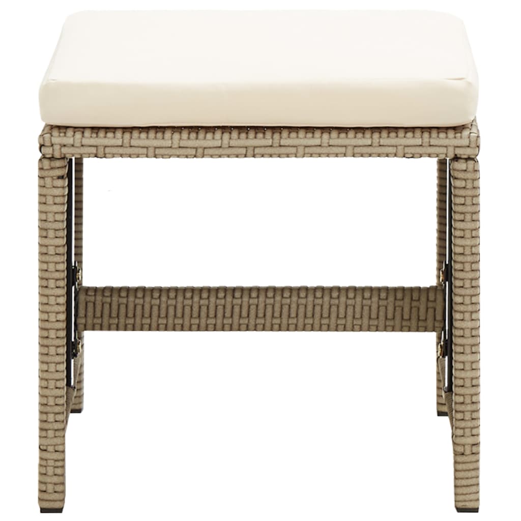 Gartenstühle mit Hocker 2 Stk. Poly Rattan Beige