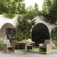Thumbnail for Gartentisch Beige 109x107x74 cm Poly Rattan & Massivholz Akazie