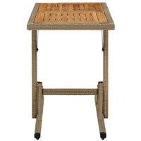 Thumbnail for Gartentisch Beige Massivholz Akazie und Poly Rattan