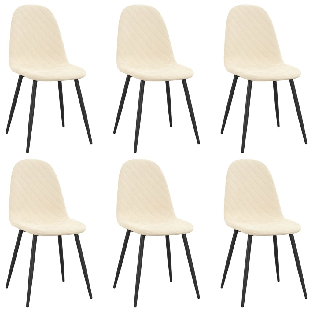 Esszimmerstühle 6 Stk. Cremeweiß Samt