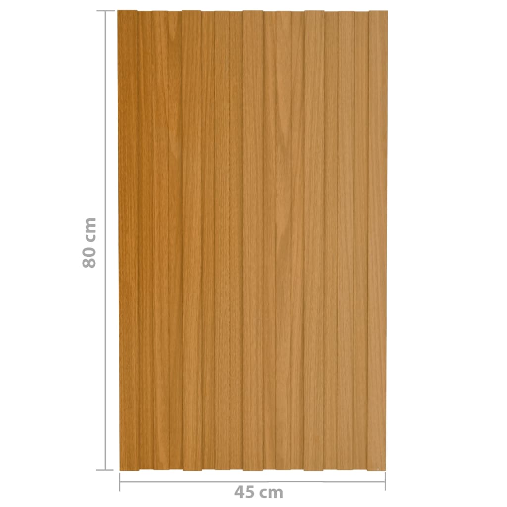 Dachpaneele 36 Stk. Verzinkter Stahl Holzoptik Hell 80x45 cm