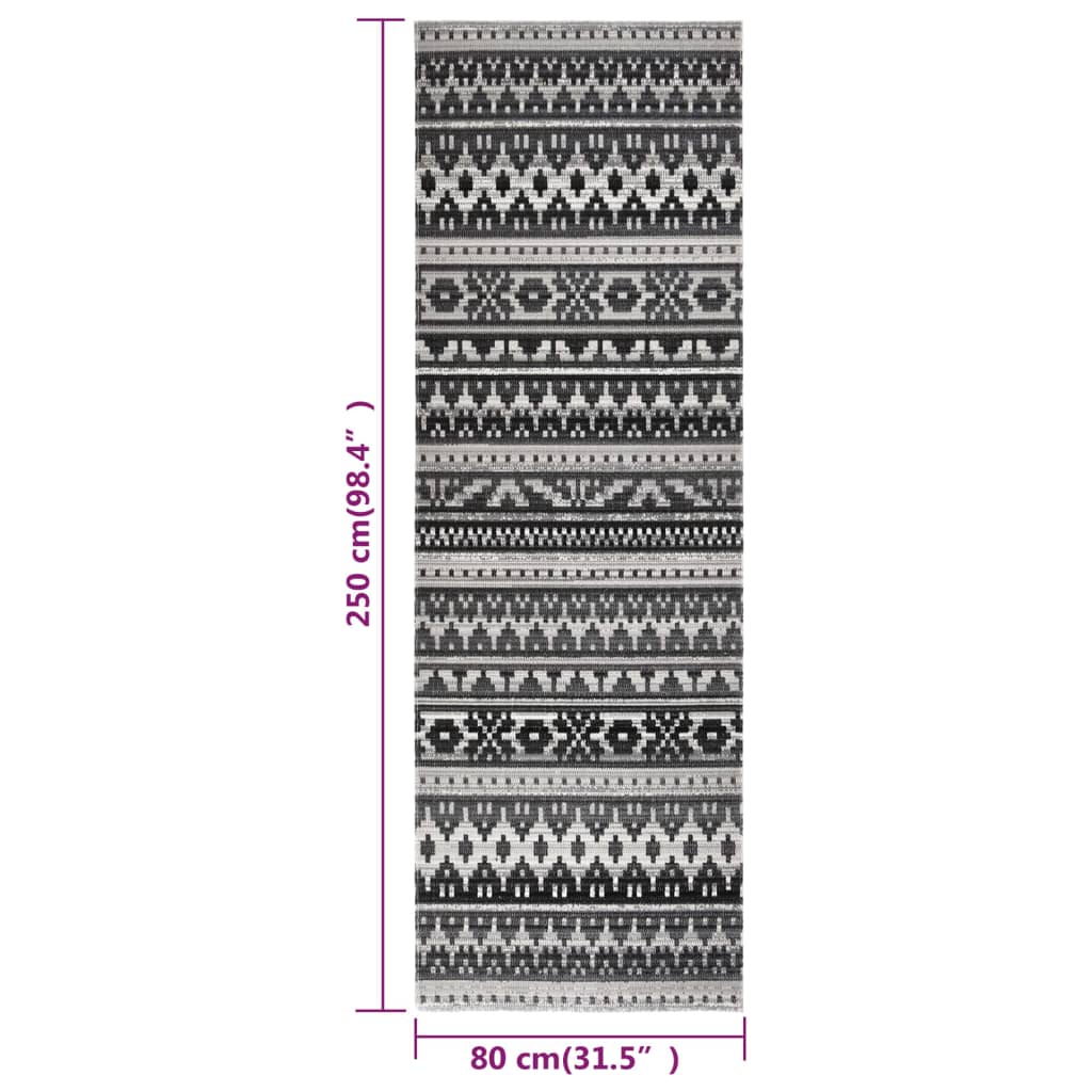 Outdoor-Teppich Flachgewebe 80x250 cm Dunkelgrau