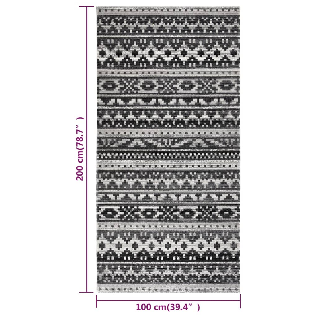 Outdoor-Teppich Flachgewebe 100x200 cm Dunkelgrau