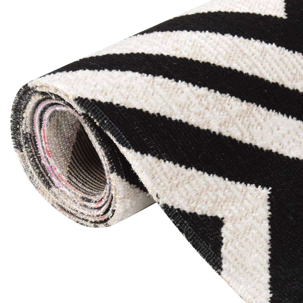Outdoor-Teppich Flachgewebe 115x170 cm Schwarz und Beige