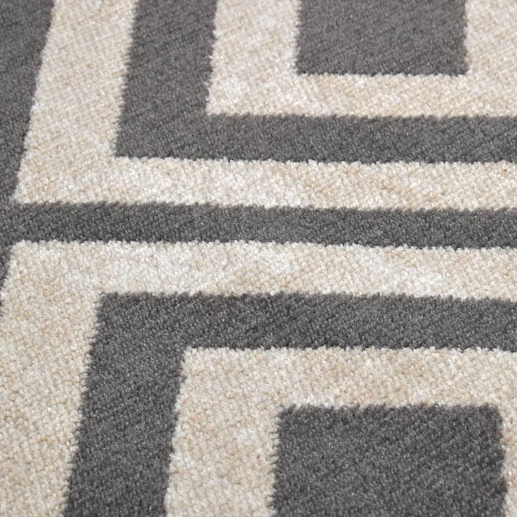 Outdoor-Teppich Flachgewebe 115x170cm Hellschwarz und Hellbeige
