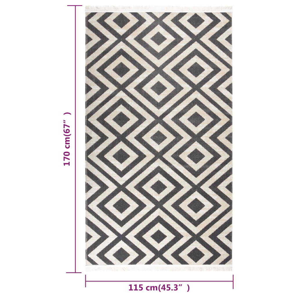 Outdoor-Teppich Flachgewebe 115x170cm Hellschwarz und Hellbeige