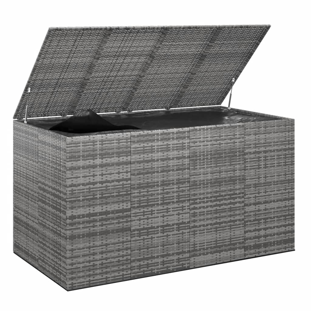 Garten-Kissenbox PE Rattan 194x100x103 cm Grau