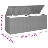 Thumbnail for Garten-Kissenbox PE Rattan 291x100,5x104 cm Grau