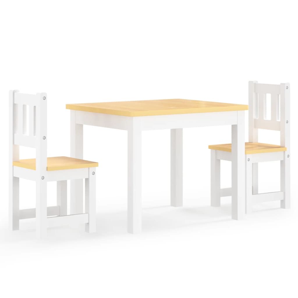 3-tlg. Kindertisch und Stuhl-Set Weiß und Beige MDF