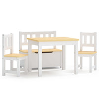 Thumbnail for 4-tlg. Kindertisch und Stuhl-Set Weiß und Beige MDF