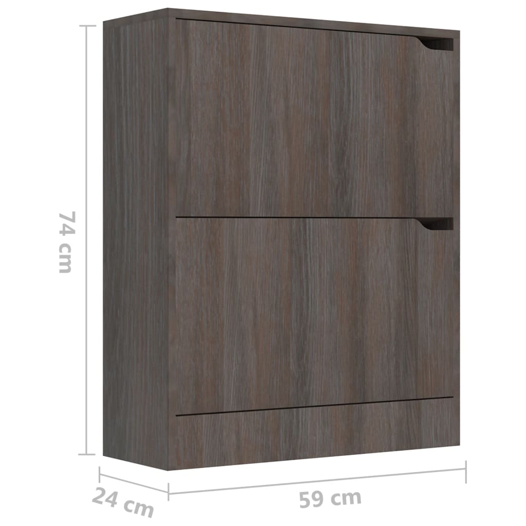 Schuhschrank 2 Türen Grau Sonoma-Eiche 59x24x74 cm Spanplatte
