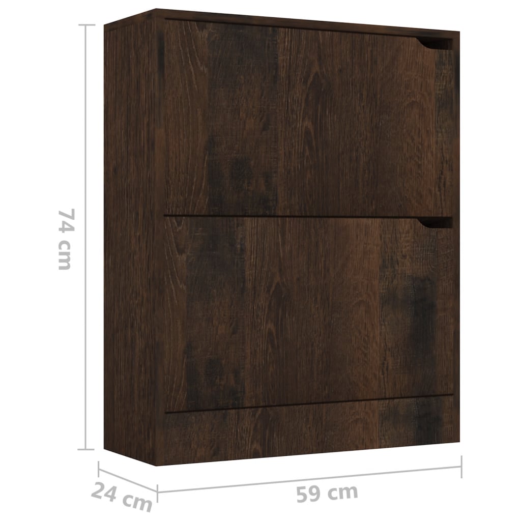 Schuhschrank mit 2 Türen Räuchereiche 59x24x74 cm Spanplatte