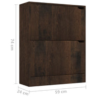Thumbnail for Schuhschrank mit 2 Türen Räuchereiche 59x24x74 cm Spanplatte