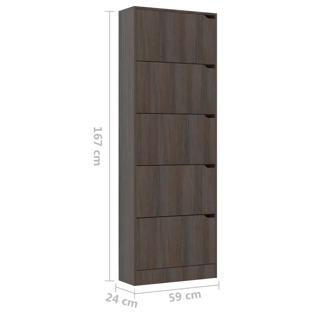 Schuhschrank 5 Türen Grau Sonoma-Eiche 59x24x167 cm Spanplatte