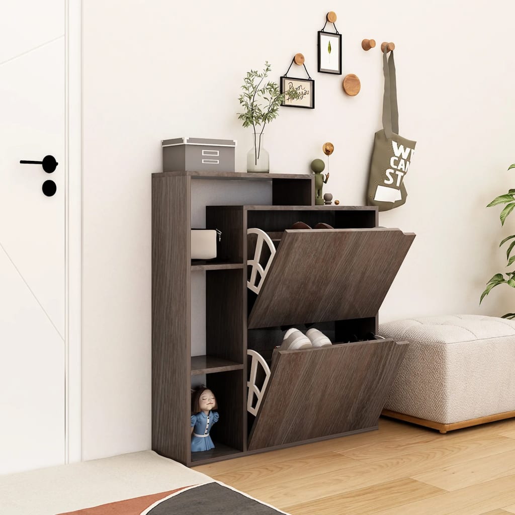 Schuhschrank Grau Sonoma 79,5x24x90,5 cm Spanplatte