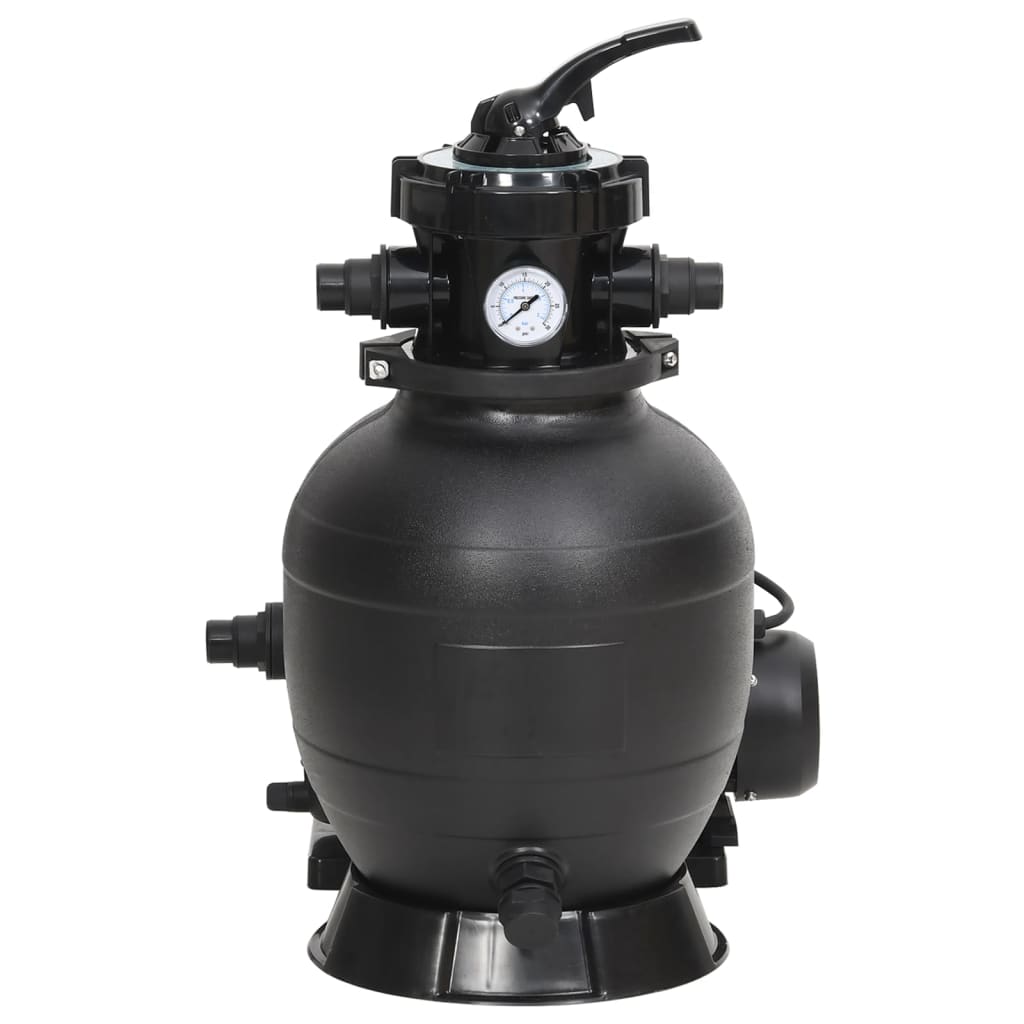 Pool-Sandfilter mit 6-Wege-Ventil Schwarz