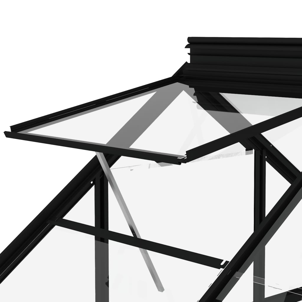 Glas Gewächshaus Anthrazit 155x395,5x191 cm Aluminium