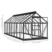 Thumbnail for Glas Gewächshaus Anthrazit 155x395,5x191 cm Aluminium