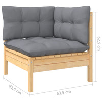 Thumbnail for Garten-Ecksofa mit Grauen Kissen Massivholz Kiefer
