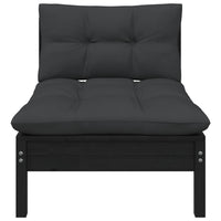 Thumbnail for Garten-Mittelsofa mit Kissen Schwarz Massivholz Kiefer