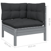 Thumbnail for 2-Sitzer-Gartensofa mit Kissen Grau Massivholz Kiefer