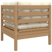 Thumbnail for 2-Sitzer-Gartensofa mit Kissen Creme Massivholz Kiefer
