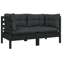 Thumbnail for 2-Sitzer-Gartensofa mit Kissen Schwarz Massivholz Kiefer