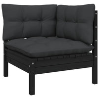 Thumbnail for 2-Sitzer-Gartensofa mit Kissen Schwarz Massivholz Kiefer